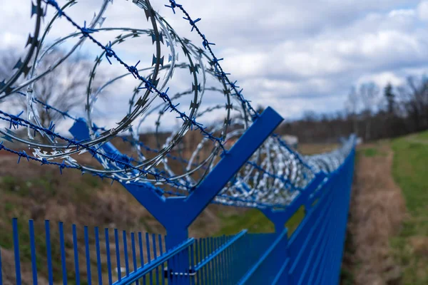 Prison Barbed Wire Prison Fence Strict Punishment Crimes — Stock Photo, Image