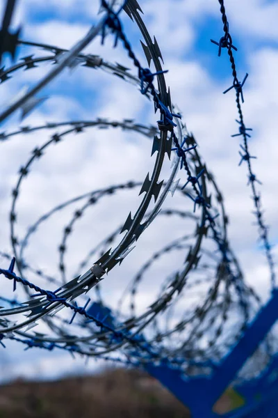 Prison Barbed Wire Prison Fence Strict Punishment Crimes — Stock Photo, Image