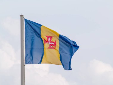 Rüzgarda dalgalanan Madeira bayrağı