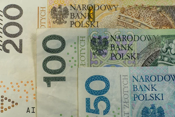Польские Злотые Купюры Польские Деньги Pln — стоковое фото