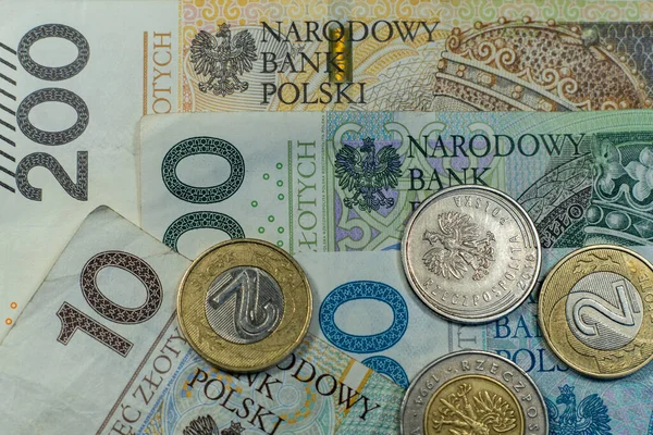 Lengyel Zloty Bankjegyek Lengyel Pénz Pln — Stock Fotó