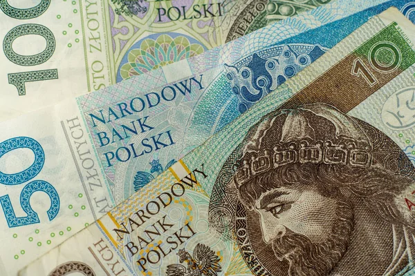Польские Злотые Купюры Польские Деньги Pln — стоковое фото
