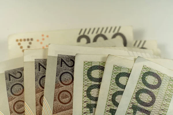 Polonya zloti banknotları. Polonya parası. PLN