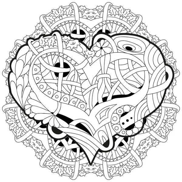 Vector Adult Coloring Book Textures With Mandala Hand Painted Art Design Adult Anti Stress Coloring Page Black And White Hand Drawn Illustration Of Heart For Coloring Book Stock Images Page Everypixel