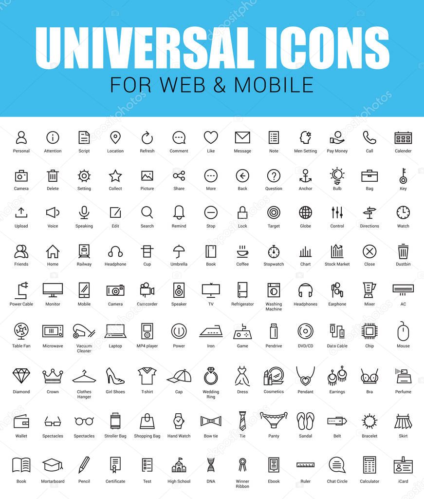 Set of universal icons for web and mobile