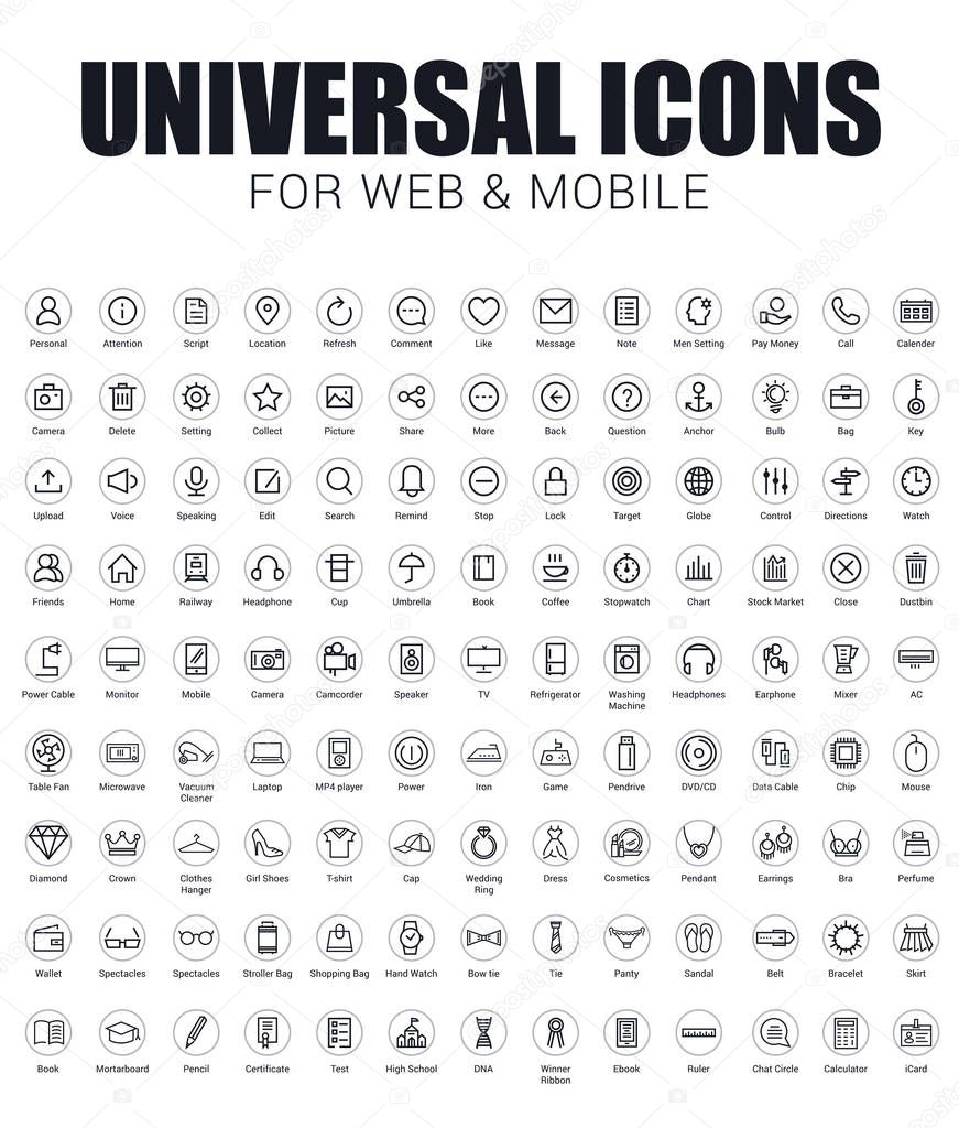 Set of universal icons for web and mobile