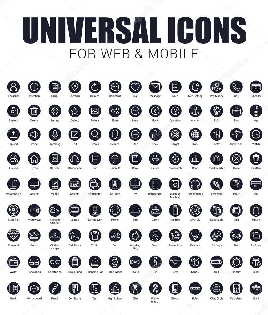 Set of universal icons for web and mobile