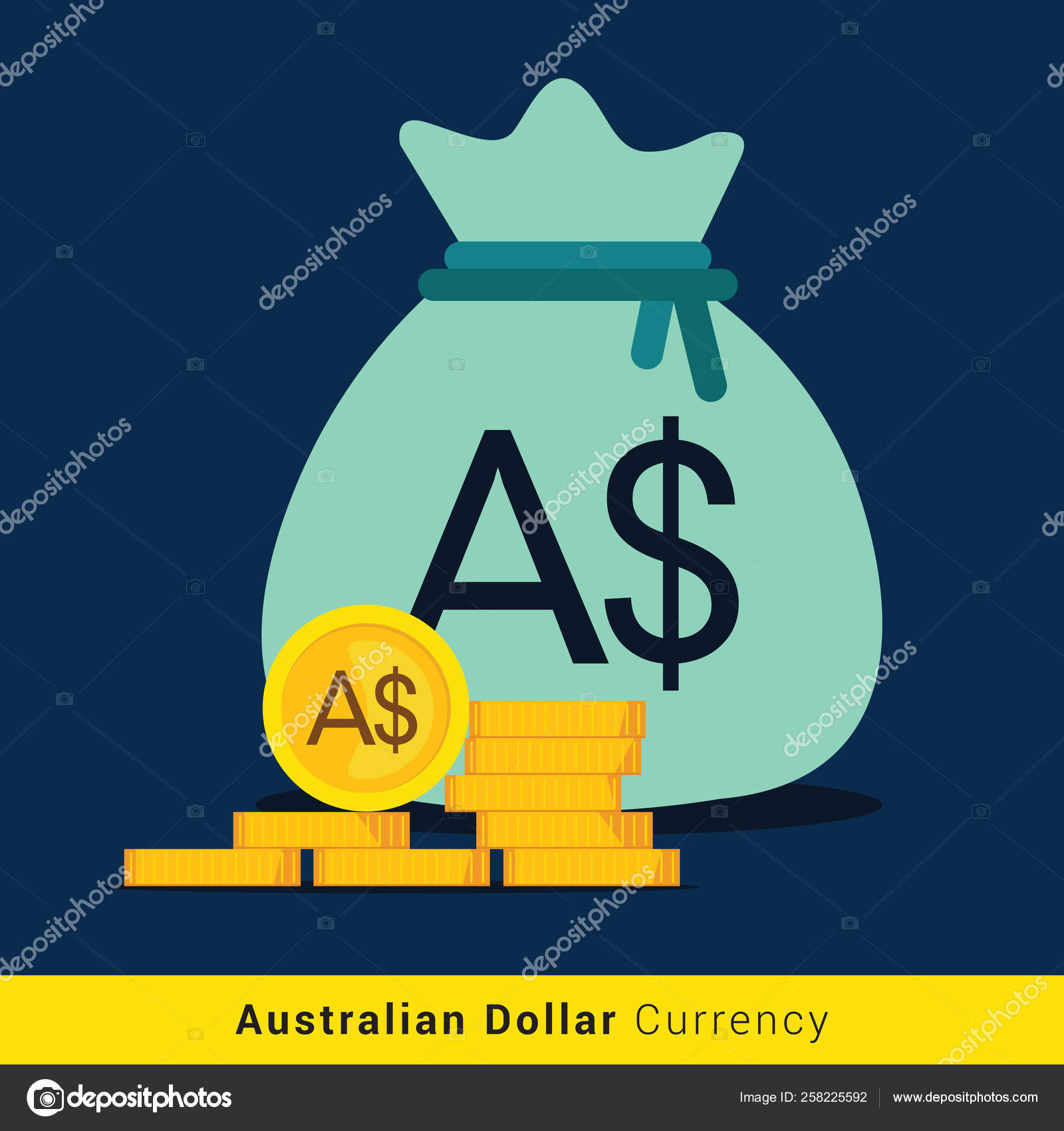 Australian Money bag icon with sign Vector Image by #258225592