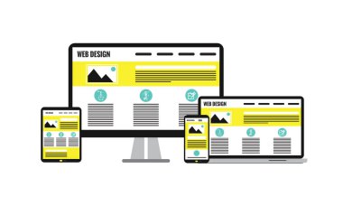 Düz duyarlı web tasarım kavramı Web sitesi geliştirme aygıtları