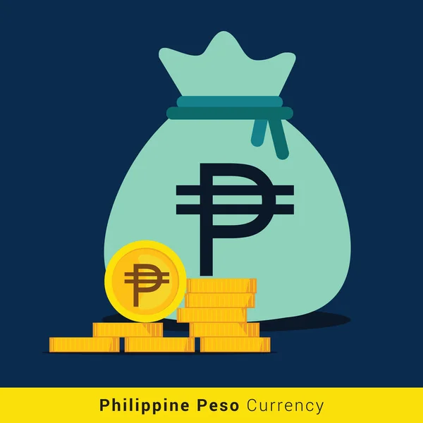 Philippine Peso Money bag icon with sign — Stock Vector