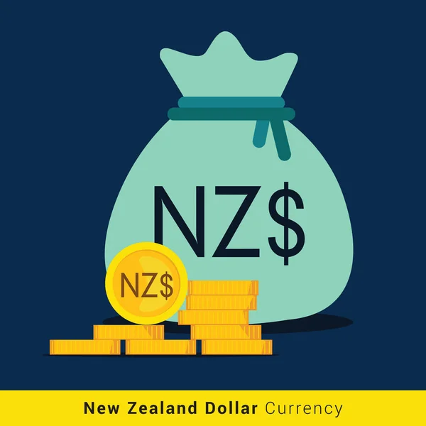 Dollar néo-zélandais icône sac d'argent avec signe — Image vectorielle