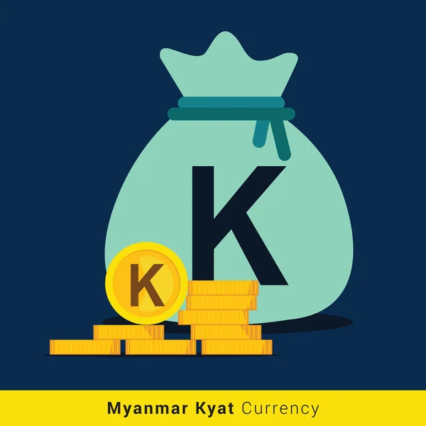 Myanmar Kyat geld tas pictogram met teken — Stockvector