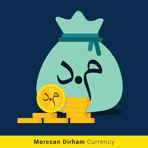 Morccan Dirham geld tas pictogram met teken — Stockvector