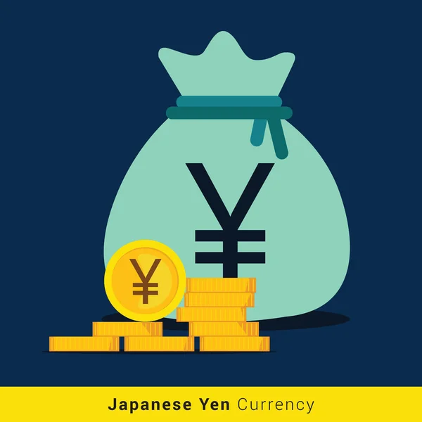 Japanische Yen-Geldbeutel-Ikone mit Schild — Stockvektor