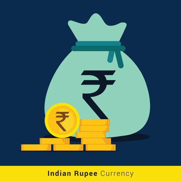 Hint Rupisi Para çanta simgesi işareti ile — Stok Vektör