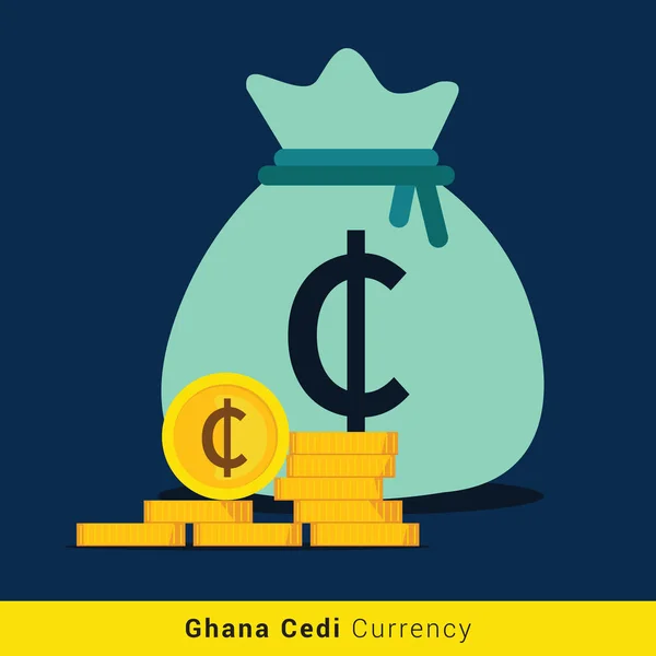 Ghana Cedi icône de sac d'argent avec signe — Image vectorielle