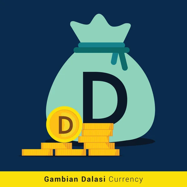 Gambian Dalasi geld tas pictogram met teken — Stockvector