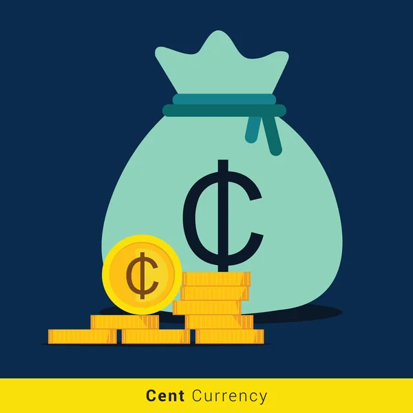 Cent Money Bag ikona ze znakiem — Wektor stockowy