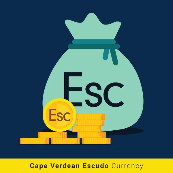 Cape Verdean Escudo icona sacchetto di denaro con segno — Vettoriale Stock