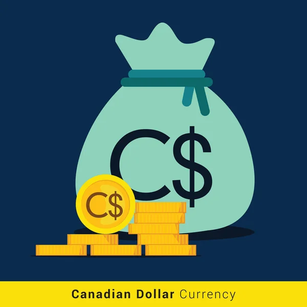 Canadian Dollar Money bag icon with sign — Stock Vector