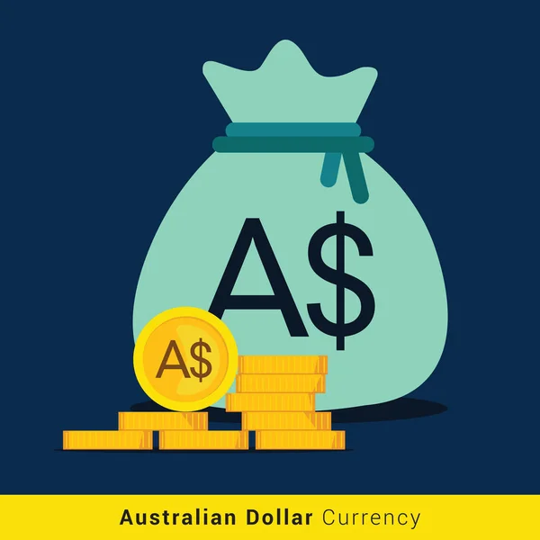 Bolsa de dinero australiano icono con signo — Vector de stock