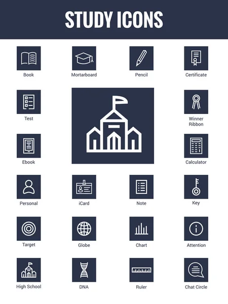 Conjunto de iconos de la educación - ilustración de stock — Vector de stock