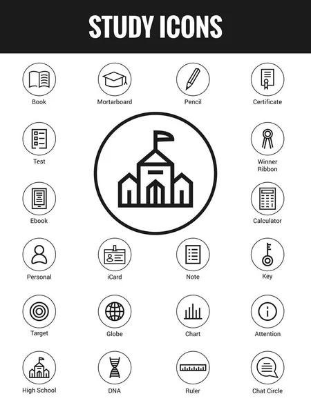 Conjunto de iconos de la educación - ilustración de stock — Vector de stock