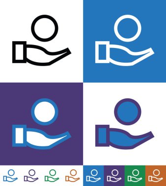 El ve sikke ince çizgi simgesi