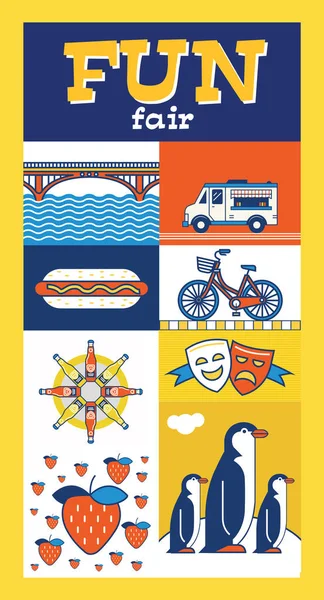 Simgeler ile eğlenceli adil şablon tasarımı