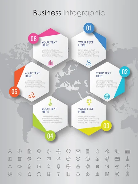 6 Adımlar başarı şablonu modern bilgi grafik tasarım