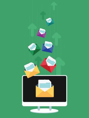 E-posta pazarlama ile Iş. Vektör online reklam