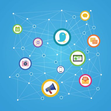 düz tasarım konsepti için sosyal ağ