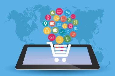 E-ticaret düz illüstrasyon kavramı