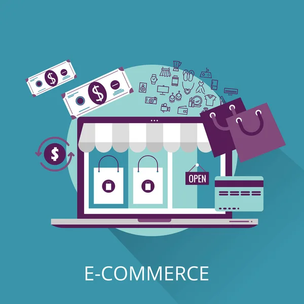 E-commerce i koncepcja zakupy online — Wektor stockowy