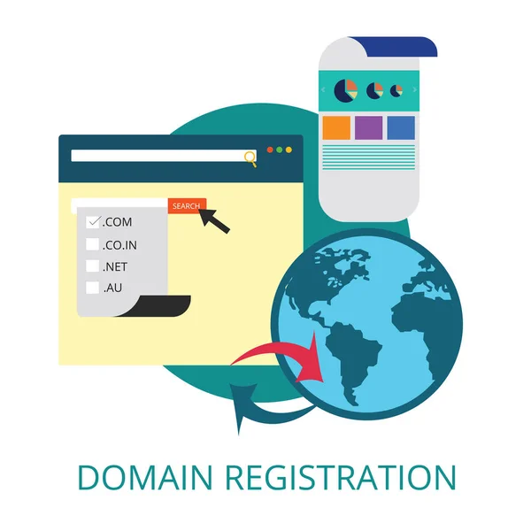 Registrazione dominio design piatto — Vettoriale Stock