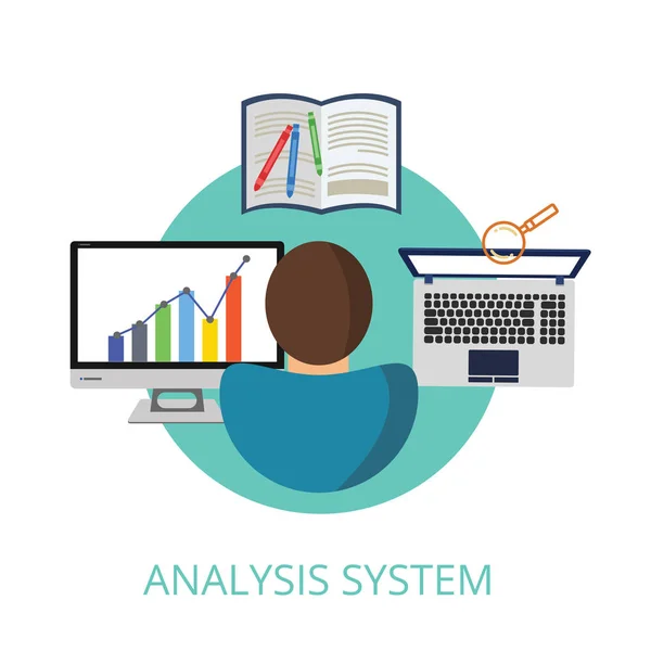 Geschäftsleute analytische Business Graphen und SEO im Web — Stockvektor