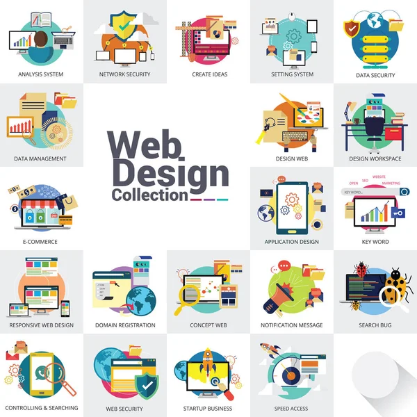 Ορισμός σχεδίασης προτύπου τοποθεσίας Web σχεδίαση διανυσματικών Απεικονίσειςέννοιες ιστοσελίδα κινητή εικόνα — Διανυσματικό Αρχείο