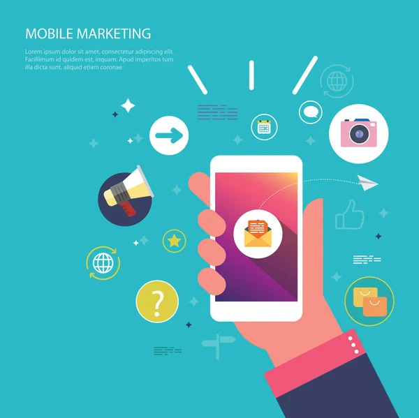 Illustration zum mobilen Marketing — Stockvektor