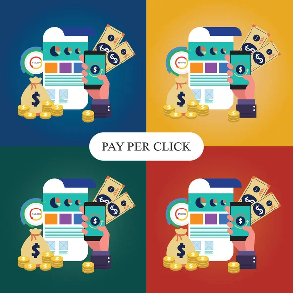 Illustrazione concetto pay per click — Vettoriale Stock