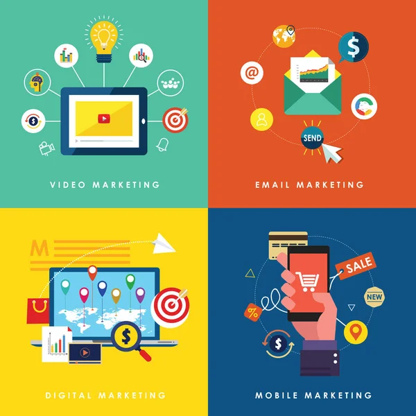 düz tasarım kavramları pazarlama için bir dizi