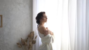 4k Güzel Gelin Bir Elbise Içinde Pencere Dreaming Standları