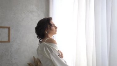 4k Güzel Gelin Bir Elbise Içinde Pencere Dreaming Standları