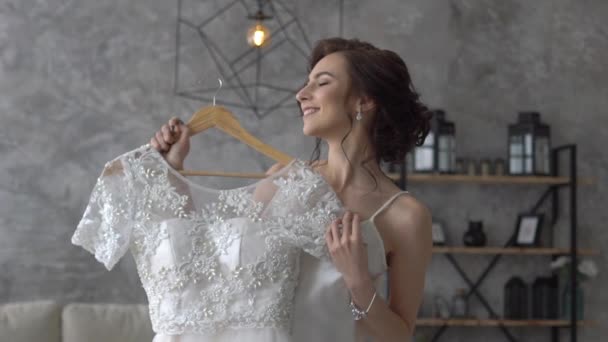 Sposa Vicino Abito Sposa — Video Stock