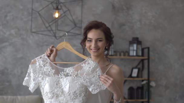 Vestido Noiva Perto Casamento — Vídeo de Stock