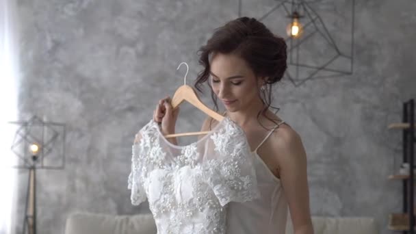 Vestido Noiva Perto Casamento — Vídeo de Stock