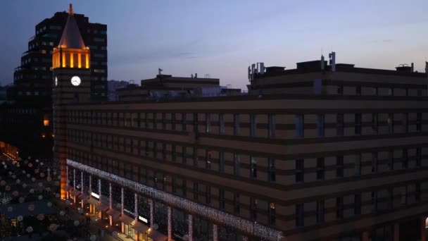 Blick Vom Dach Des Hauses Der Nacht — Stockvideo