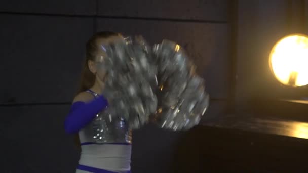 Cheerleader Rutinmässig Närbild — Stockvideo