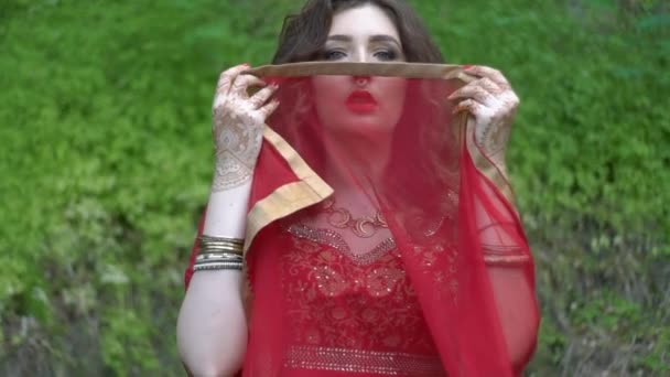 Noiva Indiana Traje Tradicional Mehendi — Vídeo de Stock