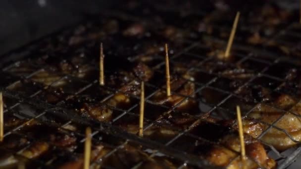 Carne Grelhada Carvão Vegetal Churrasco — Vídeo de Stock