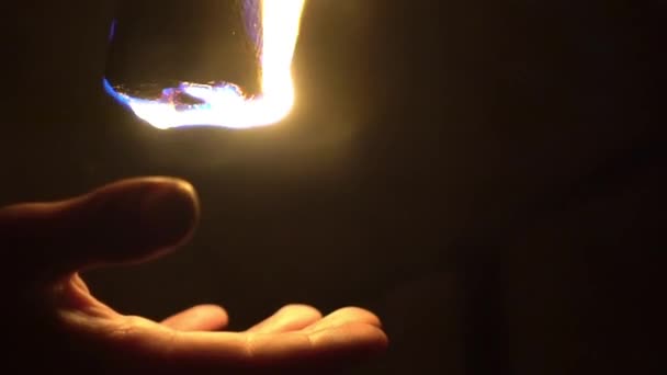 Slow Motion Nighttime Fire Performers — Stock Video